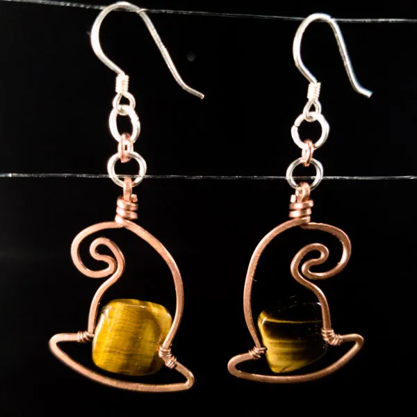 Witch's Hat - Tiger Eye Earrings