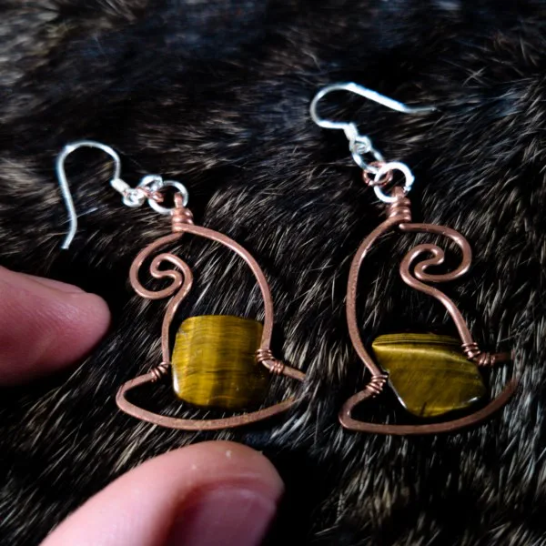 Witch's Hat - Tiger Eye Earrings