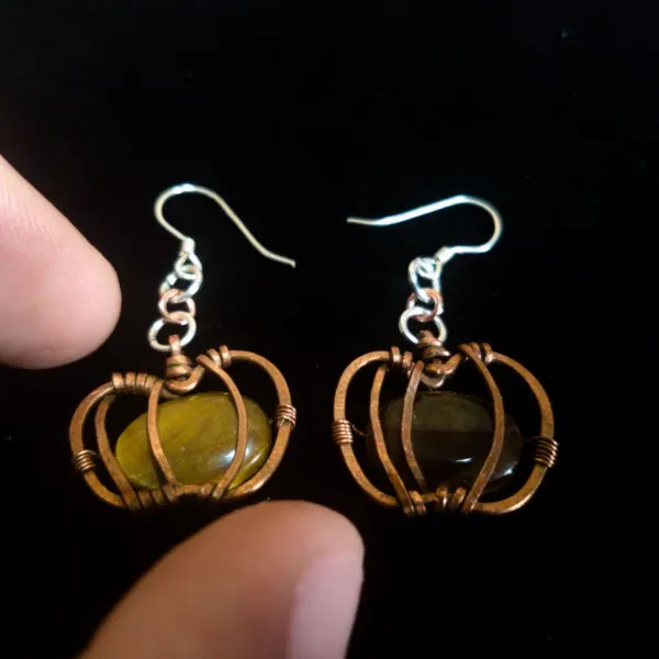 Pumpkin Tiger Eye Earrings