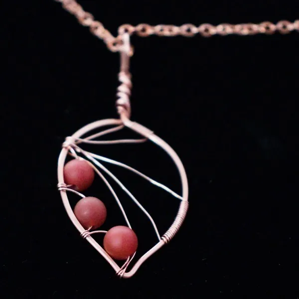 Apple Leaf - Carnelian - Copper Necklace