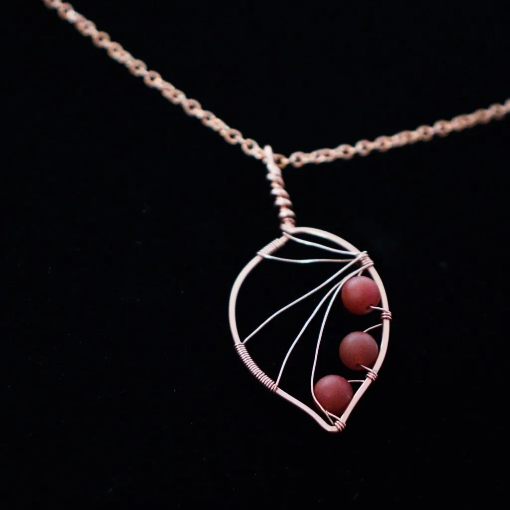 Apple Leaf - Carnelian - Copper Necklace