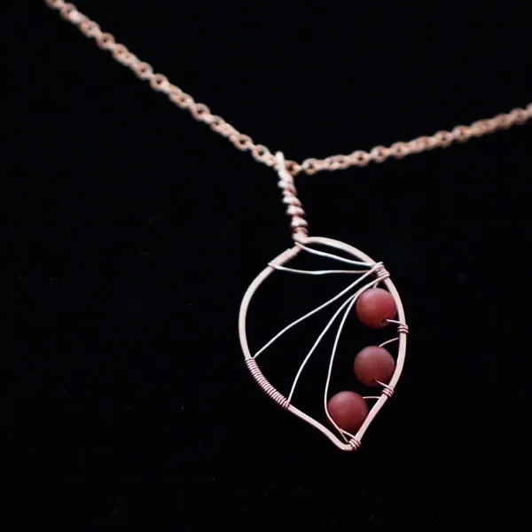 Apple Leaf - Carnelian - Copper Necklace