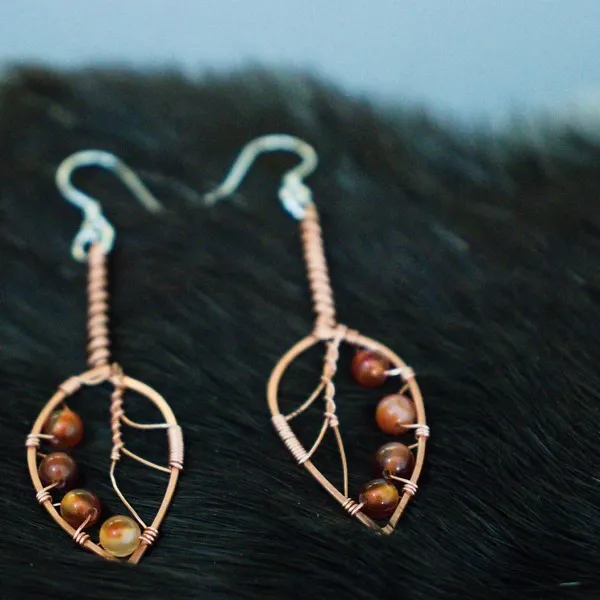 Apple Leaf Copper Earrings