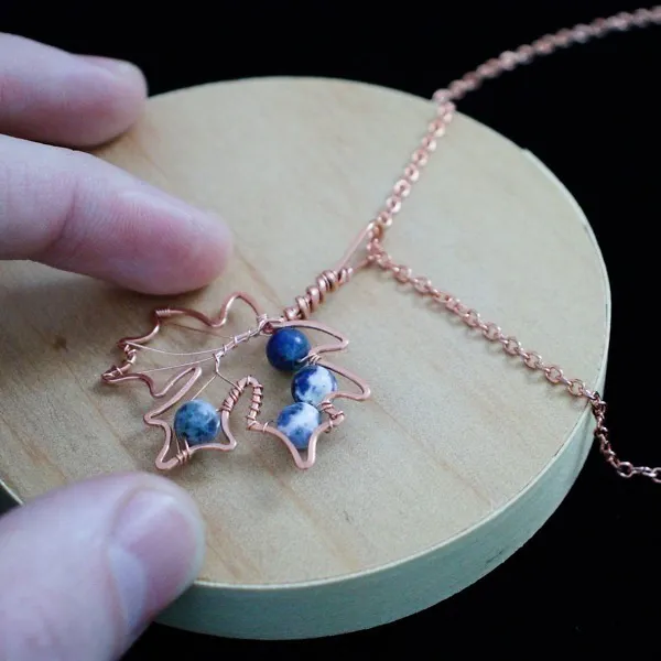 Big Leaf Maple - Sodalite - Copper Necklace