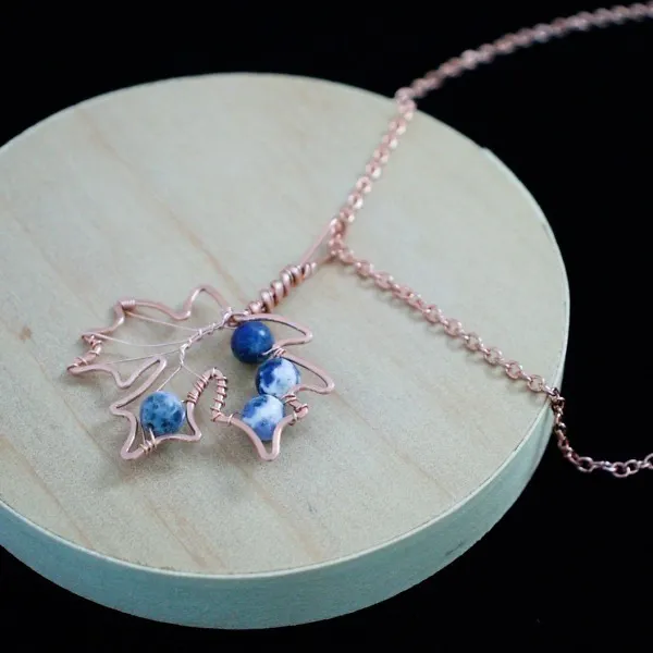 Big Leaf Maple - Sodalite - Copper Necklace