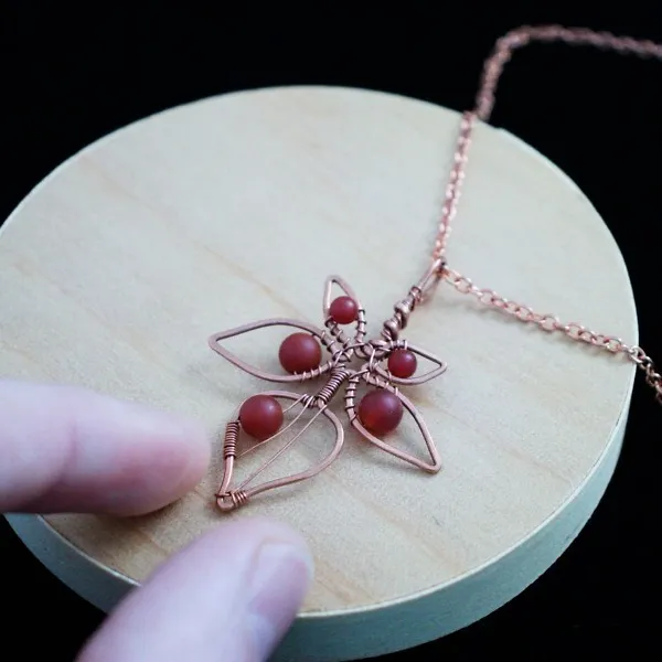 Blackberry Leaflet - Carnelian - Copper Necklace