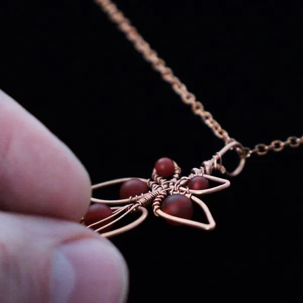 Blackberry Leaflet - Carnelian - Copper Necklace