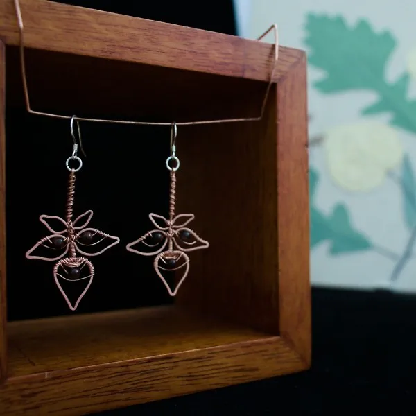 Blackberry Leaf Copper Earrings