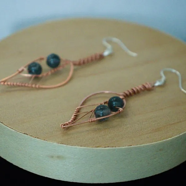 Blackthorn Leaf Copper Earrings