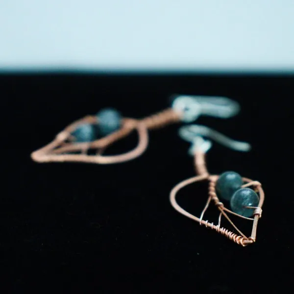 Blackthorn Leaf Copper Earrings