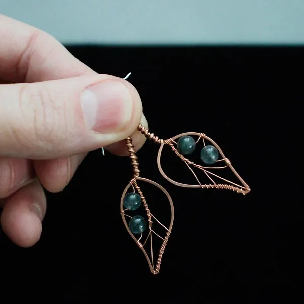 Blackthorn Leaf Copper Earrings