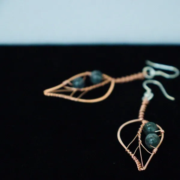 Blackthorn Leaf Copper Earrings