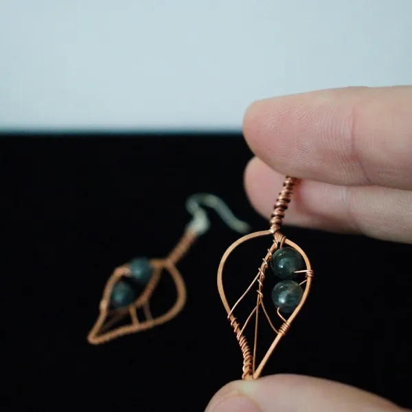 Blackthorn Leaf Copper Earrings