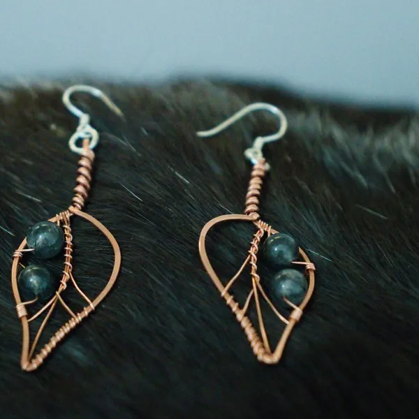 Blackthorn Leaf Copper Earrings