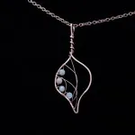 Bodhi Leaf - Peach Moonstone - Copper Necklace
