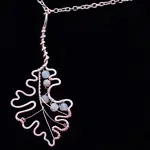 Bur Oak Leaf - Peach Moonstone - Copper Necklace