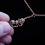 Bur Oak Leaf - Peach Moonstone - Copper Necklace