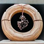 Bur Oak Leaf - Peach Moonstone - Copper Necklace