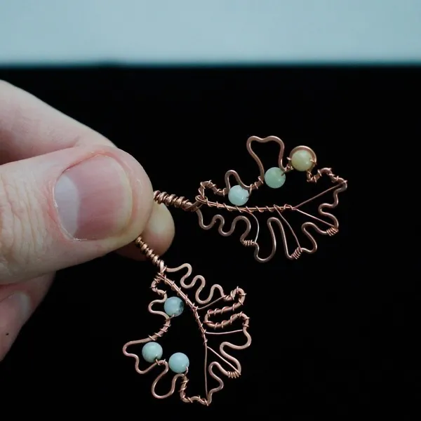 Bur Oak Leaf Copper Earrings