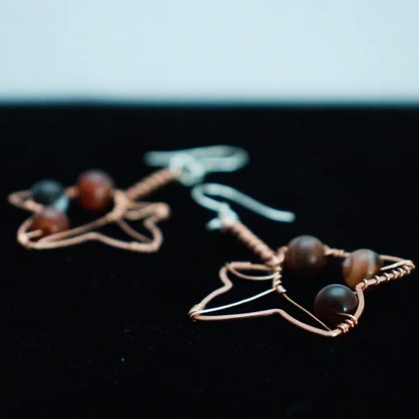 English Ivy Leaf Copper Earrings