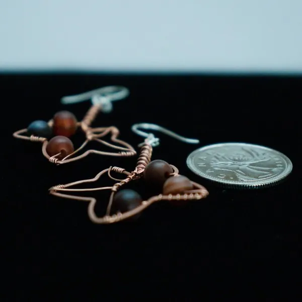 English Ivy Leaf Copper Earrings