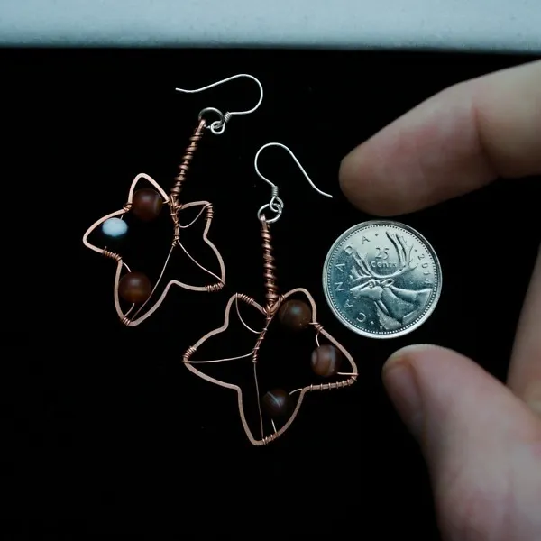 English Ivy Leaf Copper Earrings