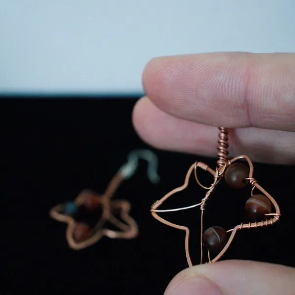 English Ivy Leaf Copper Earrings