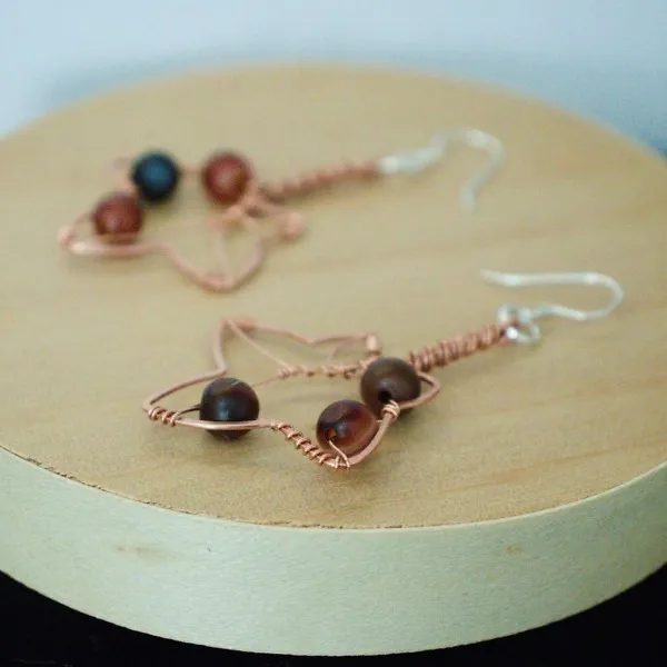 English Ivy Leaf Copper Earrings