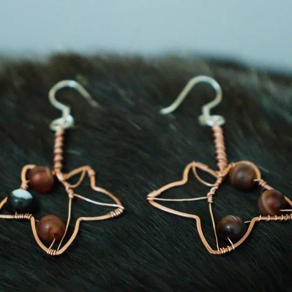 English Ivy Leaf Copper Earrings