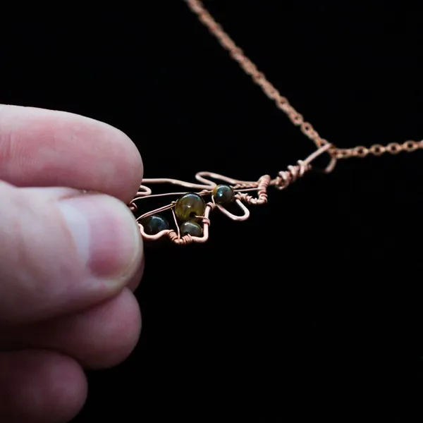 English Oak Leaf - Tiger Eye - Copper Necklace