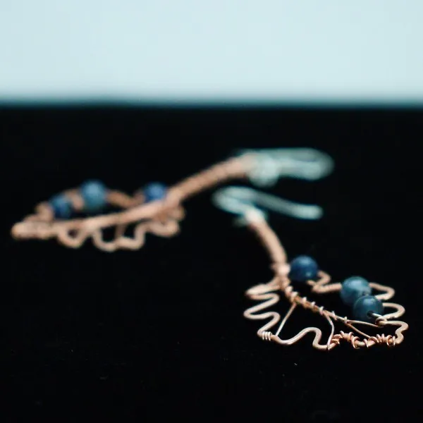 English Oak Leaf Copper Earrings