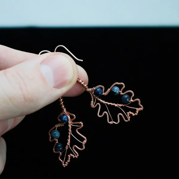 English Oak Leaf Copper Earrings