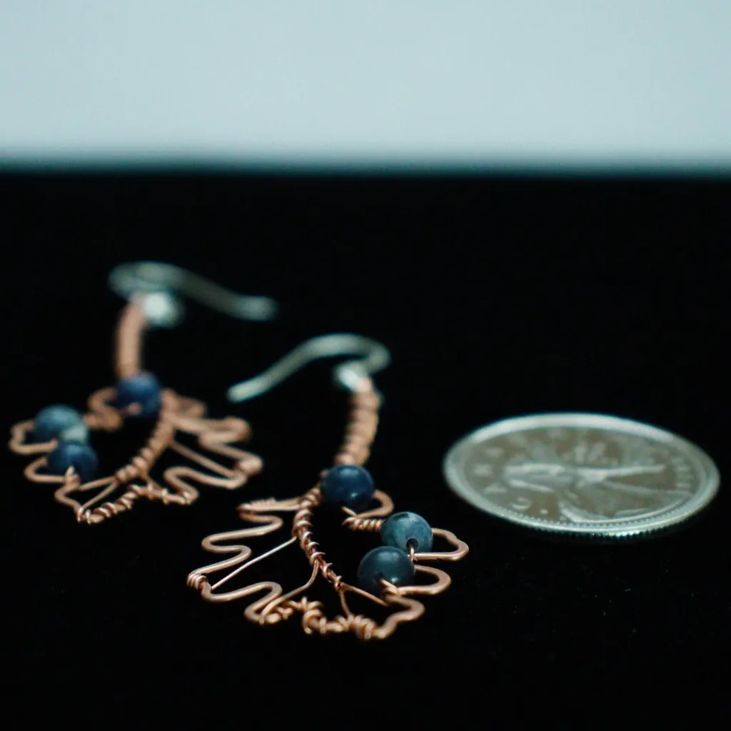 English Oak Leaf Copper Earrings