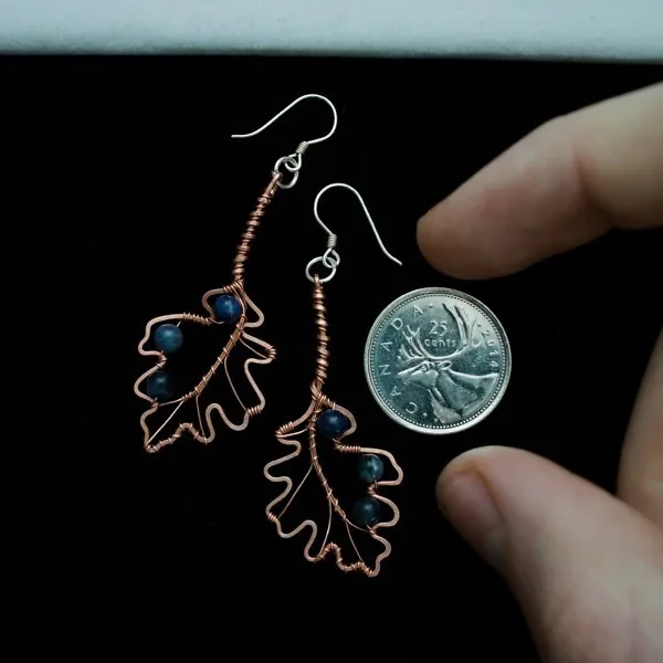 English Oak Leaf Copper Earrings