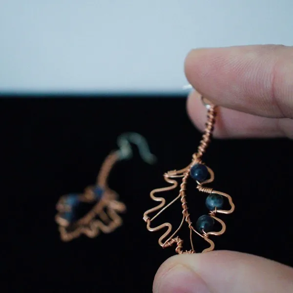 English Oak Leaf Copper Earrings