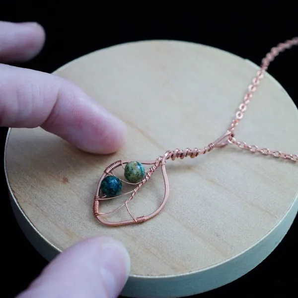 Eucalyptus Leaf - African Turquoise - Copper Necklace