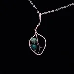 Eucalyptus Leaf - African Turquoise - Copper Necklace