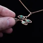 Eucalyptus Leaflet - African Turquoise - Copper Necklace