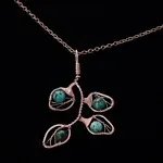 Eucalyptus Leaflet - African Turquoise - Copper Necklace