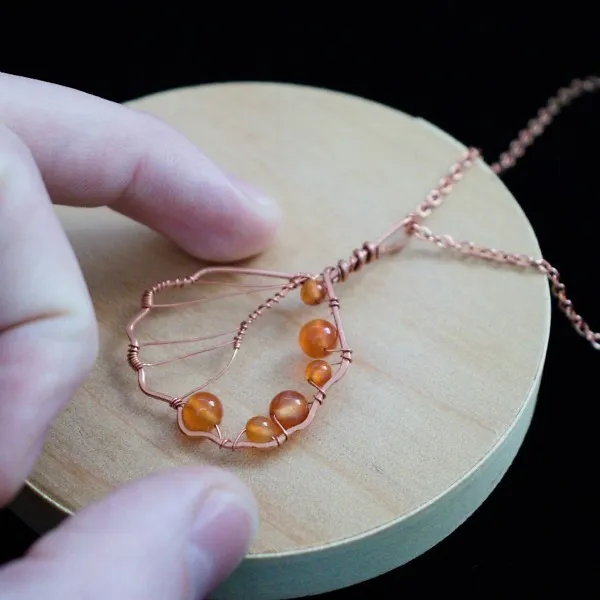 European Alder Leaf - Carnelian - Copper Necklace