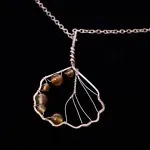 European Alder Leaf - Carnelian - Copper Necklace