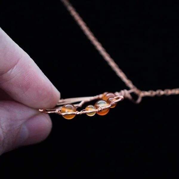 European Alder Leaf - Carnelian - Copper Necklace