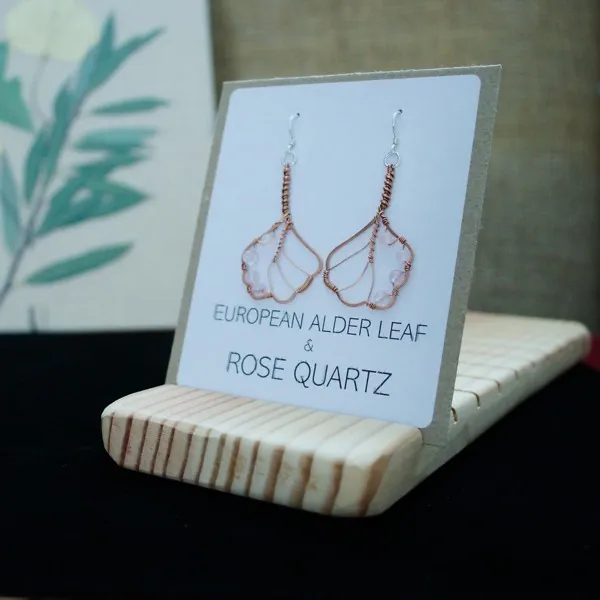 European Alder Leaf Copper Earrings