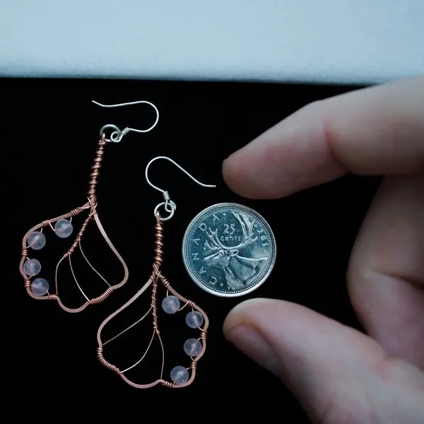 European Alder Leaf Copper Earrings