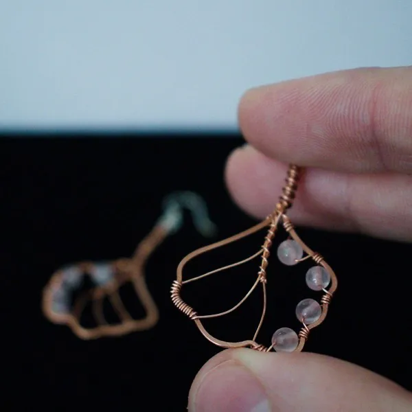 European Alder Leaf Copper Earrings