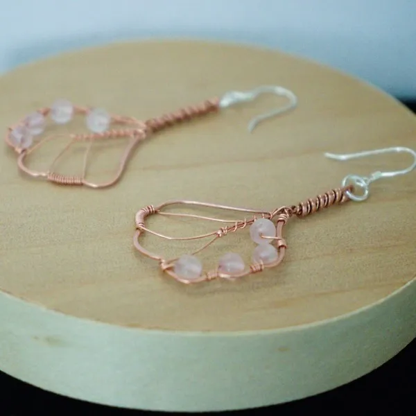 European Alder Leaf Copper Earrings