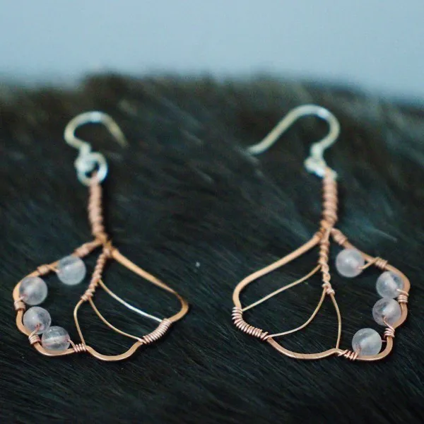 European Alder Leaf Copper Earrings