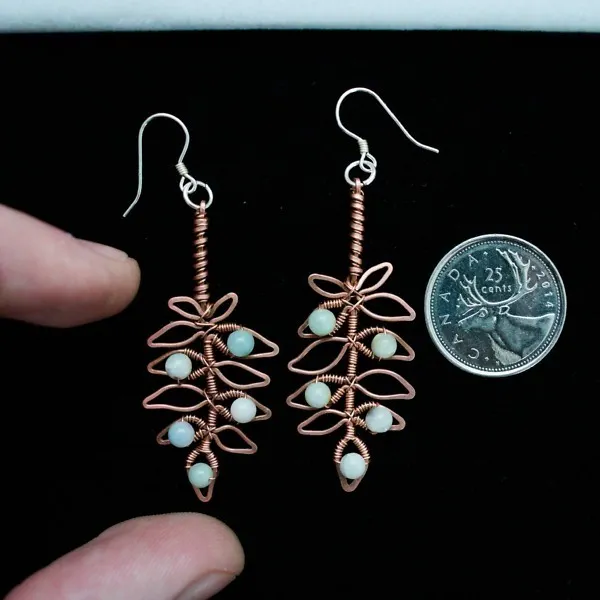 European Ash Leaflet Copper Earrings