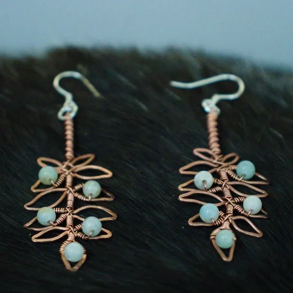 European Ash Leaflet Copper Earrings