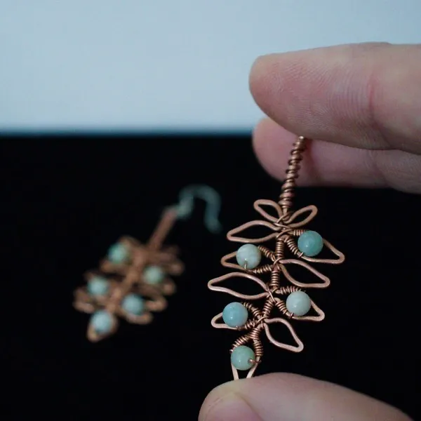 European Ash Leaflet Copper Earrings